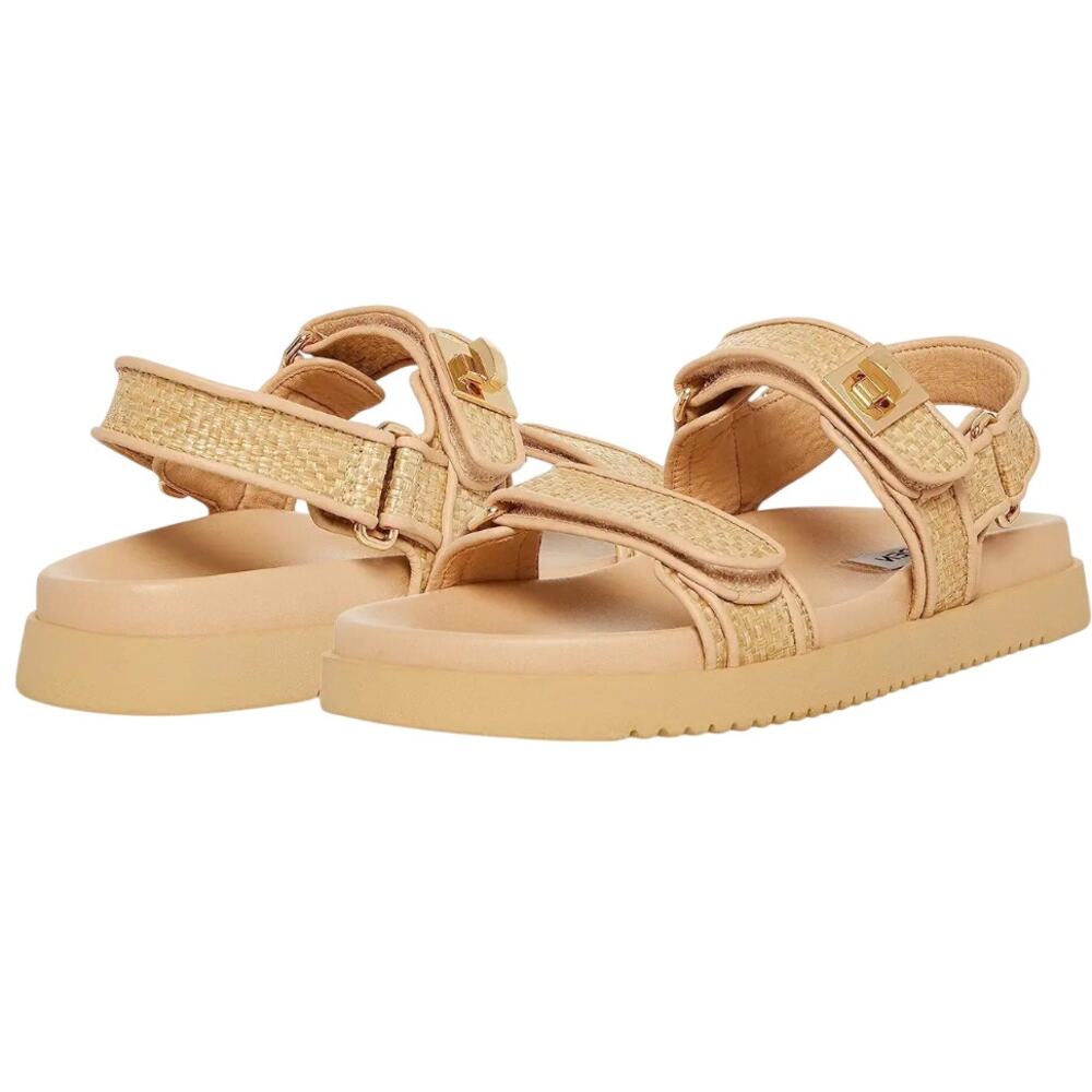 Steve Madden Womens Mona Sandals Size 9.5 M Tan Brown Raffia NIB